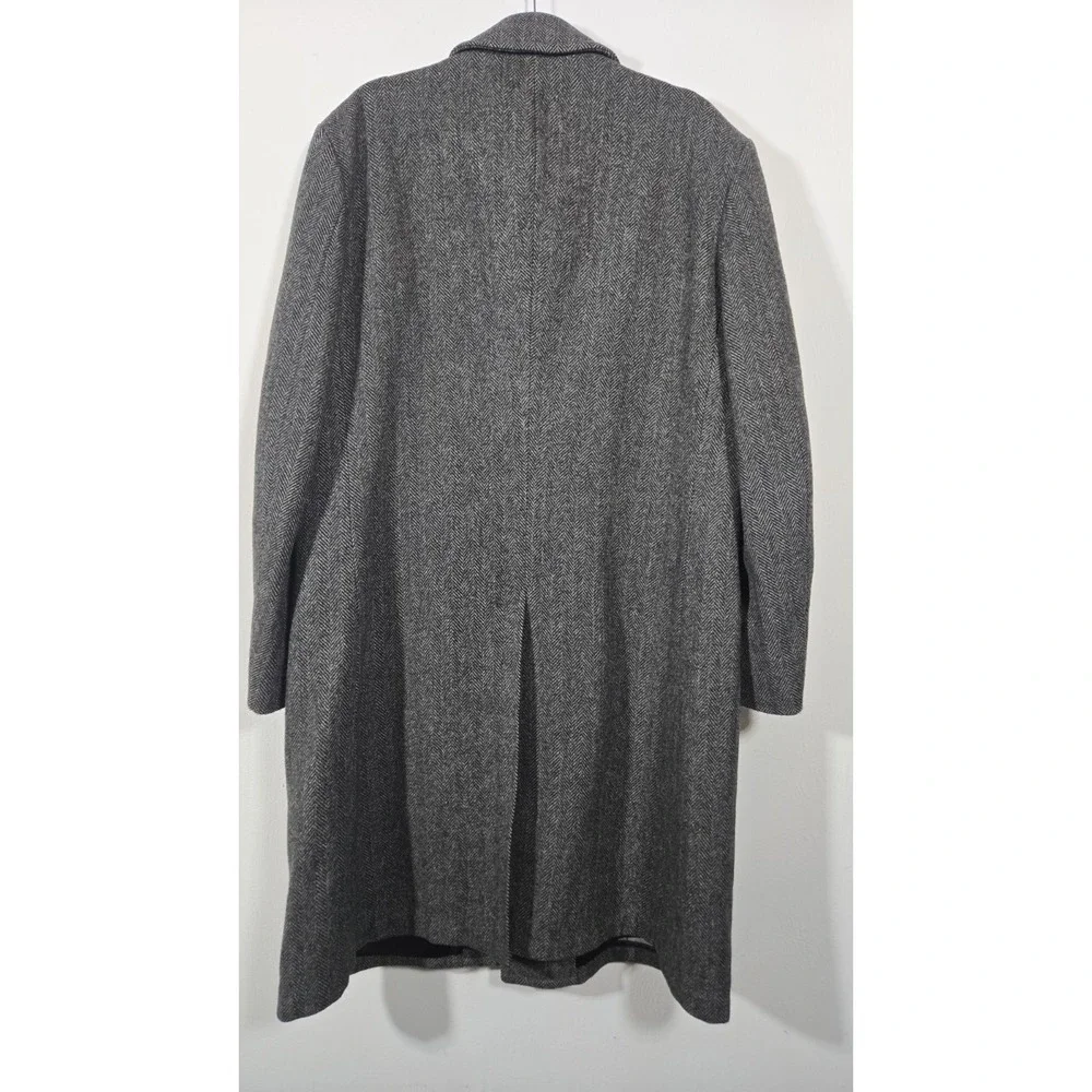 Vintage Gray Stratojac Herringbone Duster Size 44 Wool Nylon